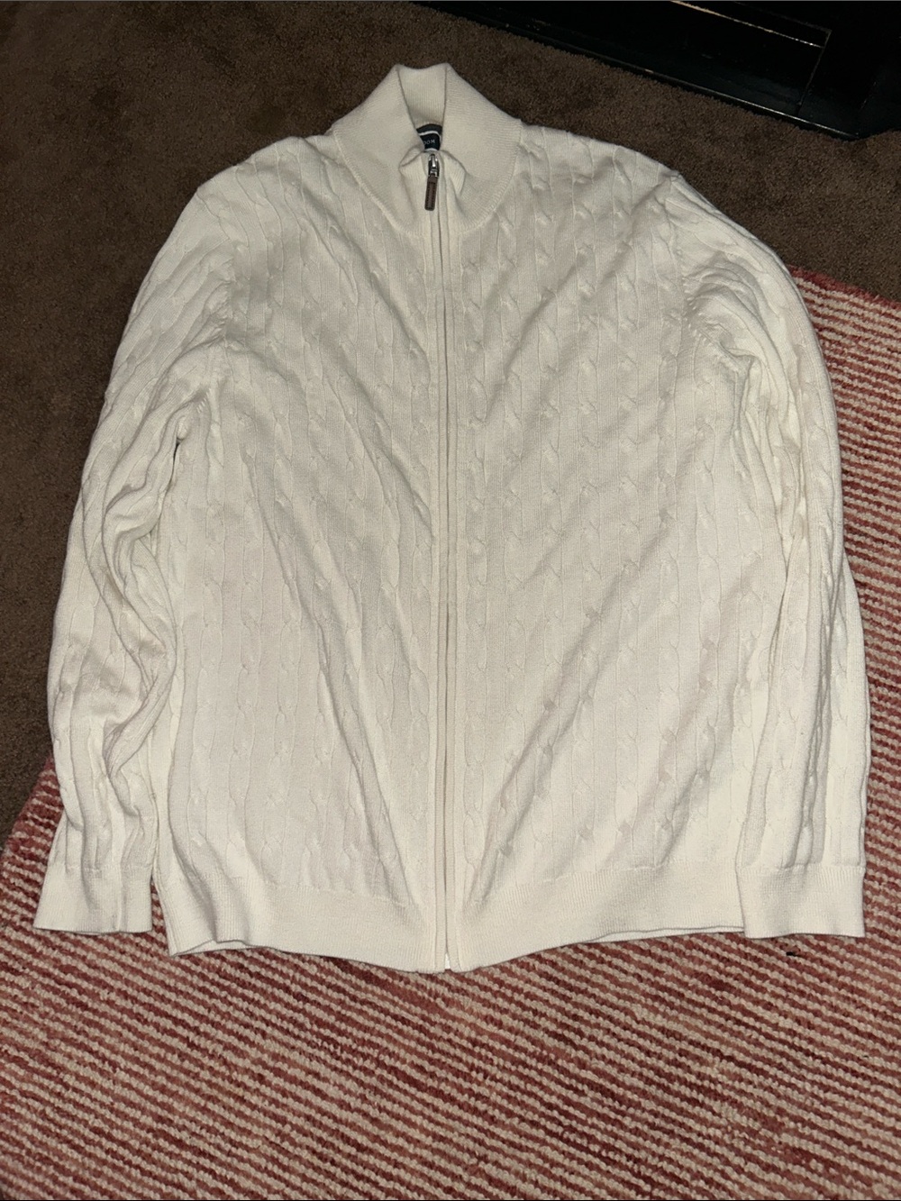 Club Room Cream Cable-Knit Zip Turtleneck Sweater